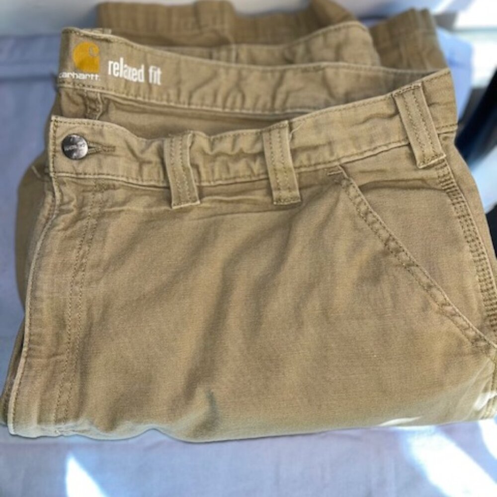 Carhartt Men's Rugged Flex Relaxed Fit Canvas Work Pant Khaki Size 44 x 32